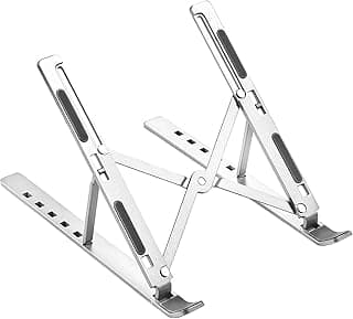 Laptop Stand for Desk, Adjustable Laptop Riser with Storage Bag, Non-Slip Silicone Pads, 6 Eye Levels, 10" to 15.6", Aluminum MacBook Stand, Foldable Laptop Holder