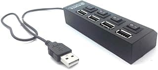 موزع بيانات محمول نحيف للغاية بـ 4 منافذ USB (أسود)