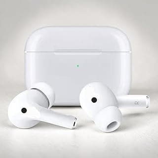 Wireless Bluetooth Earbuds with Wireless Charging Case, Noise Cancelling Compatible with All iPhone Android and All Mobile Phones White in Ear (White, TWS-PRO 2)