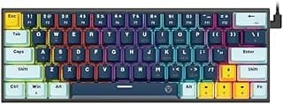 لوحة مفاتيح ألعاب ميكانيكية 60% ATOM63، MK874V2 بمفاتيح حمراء سريعة التبديل مع 17 وضع إضاءة ار جي بي وكابل نوع سي قابل للإزالة و63 غطاء مفاتيح يدعم اللغة العربية والإنجليزية من فانتيك، لون أزرق كحلي