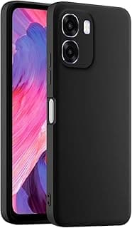 جراب متوافق مع Oppo A6X 4G، جراب سيليكون TPU نحيف ومقاوم للصدمات مع طبقة ألياف داخلية وحماية للكاميرا (أسود)