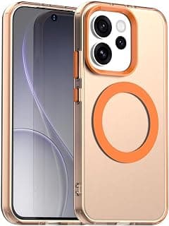 fascination magnetic phone case cover compatible with oppo reno 15 pro support wireless charging Candy PC Hybrid TPU Shockproof Phone Case for oppo reno 15 pro (Orange)
