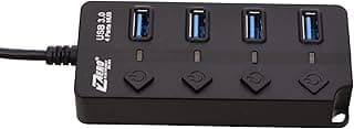 موزع USB رباعي المنافذ ZERO ZR 303 يدعم USB 3.0 فائق النحافة مع كابل 1.2 متر - أسود