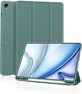 جراب تابلت نحيف مع حامل قلم – متوافق مع سامسونج Galaxy Tab A9+ – غطاء ذكي 11 بوصة مع خاصية النوم/الاستيقاظ – ظهر TPU مرن مع مسند قابل للطي (أخضر)