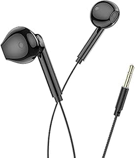 سماعة اذن سلكية BM63 مقاس 3.5mm مع ميكروفون HD، جودة صوت HiFi ستيريو وتقنية Bass-Reflex، كابل 1.2 متر مضاد للتشابك مع تحكم ذكي - اسود