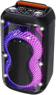 سماعة بلوتوث محمولة Platinum AH-6200، مشغلات مزدوجة 6.5 بوصة، إضاءة ديسكو LED، دعم USB/SD، ريموت كنترول، بطارية قابلة للشحن 7.4V