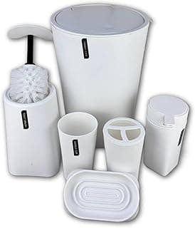 Organizer Set - Stylish and complete bathroom accessory kit crafted from strong, high-quality plastic. Comes in neutral beige or white shades. Its simple yet modern design enhances your decor (White)