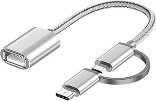 OTG Connector 2 in 1 Type C & Micro Compatible with Cell Phones - otg usb3.1 (Silver)