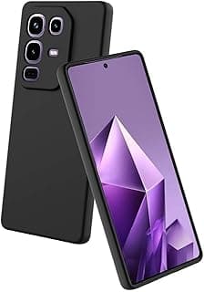 جراب سيليكون سائل لهاتف Infinix Note 50S 5G مع حماية للكاميرا وبطانة مايكروفايبر (أسود)