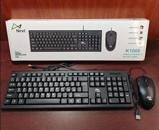 مجموعة لوحة مفاتيح وماوس K1006 سلكية بمنفذ USB من لوحة مفاتيح بتصميم مريح ورفيع باللغة العربية والإنجليزية وماوس بصري بدقة 1000 نقطة لكل بوصة متوافقة مع الكمبيوتر واللاب توب