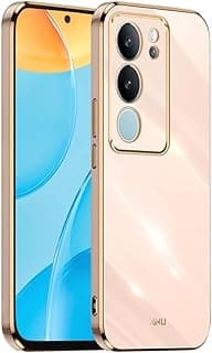 جراب متوافق مع Vivo V29 5G (6.78 بوصة)، سيليكون TPU ناعم، تصميم إطار مطلي (وردي)