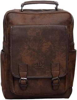 Premium Leather Laptop Backpack,Business & Student Activities Bag (Black - Burnt Brown - Light Camel)