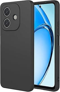 جراب سيليكون متوافق مع هاتف اوبو A5 Pro . مصنوع من السيليكون الناعم والمطاط مضاد للصدمات بلمسة نهائية غير لامعة وبطانة داخلية من القماش (أسود) (أسود)