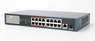 محول شبكة بتصميم 16 منفذ جيجابت POE غير مدار من هايكفيجين، موديل DS-3E0518P-E/M، متوافق مع جيخ كيه فيجن بي ان سي