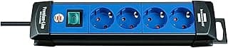 Premium-Line extension socket 4-way black/blue 1,8m Cable
