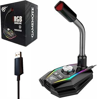 ميكروفون GK56 للالعاب باضاءة ليد من الفضاء اللوني ار جي بي ومنفذ USB جيم نوت| تصميم مدمج | للكمبيوتر - 2725610542846 هافيت هايبر كارديويد