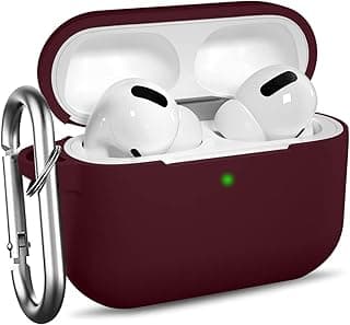 Ouwegaga Protective Case Compatible with AirPods Pro Case, Shockproof Silicone Protective Cover with Carabiner Compatible for Apple Airpods Pro, Wine Red