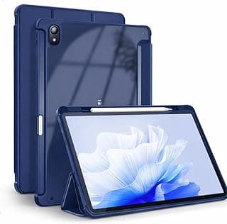 Case Compatible with Huawei Matepad 11 SE with Pencil Holder, Trifold Smart Cover with Soft TPU Front Cover and Transparent Acrylic anti yellowing back Cover, Dark Blue Color