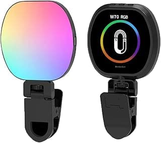 إضاءة فيديو LED مغناطيسية كاملة الألوان RGB، بطارية 1800mAh قابلة للشحن، سطوع قابل للتعديل، مع مشبك وفتحة ¼، للهواتف، اللابتوب، الكاميرات، السيلفي، التصوير، مؤتمرات الفيديو، أسود