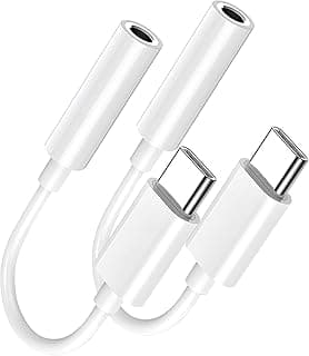 محول 2 قطعة USB C إلى 3.5mm لسماعات الرأس معتمد من ابل MFi، متوافق مع iPhone 17/16/15/15 Pro/Pro Max/Plus، كابل Type C Aux لسامسونج Galaxy S23/S23/S22/S21Ultra وMacBook (أبيض)