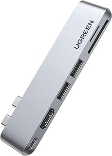 موزع USB C لماك بوك برو 2023 6 في 2، محول موزع بمنفذ HDMI 4K ومنفذ ثاندربولت 3 من يوجرين، ومنفذ USB-C، وقارئ بطاقات SD TF و2 USB 3.0 USB متوافق مع ماك بوك برو/اير M1 وM2 وM2 برو وM2 ماكس 2020-2023