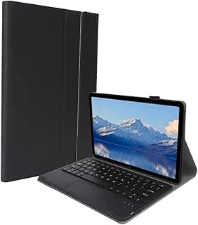 جراب كيبورد لجهاز سامسونج Galaxy Tab A7 T500 / T505 مقاس 10.4 بوصة، غطاء خلفي جلد PU مع كيبورد بلوتوث لاسلكي قابل للفصل ولوحة لمس (أسود)