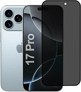 Privacy Anti-Spy Screen Protector for iPhone 17 Pro, 9H Hardness, Anti-Scratch, Anti-Fingerprint, Dustproof, Soft Touch, Easy Installation (1 Pack, iPhone 17 Pro) (1 Pack)