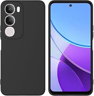 حافظه هاتف من السيليكون لهاتف vivo Y19s، غطاء من جل السيليكون السائل TPU، غطاء حماية متكامل مع غطاء مضاد للصدمات لهاتف vivo Y19s، أسود