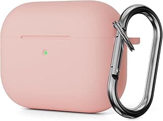جراب سيليكون متوافق مع AirPods Pro الجيل الثالث (2025)، غطاء حماية مقاوم للصدمات مع ميدالية، يدعم رؤية ضوء LED الأمامي (وردي)