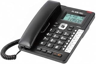 EL-Adl.Tec 929BE هاتف أرضي بشاشة عرض LCD، هاتف سطح المكتب مع خاصية كاشف المتصل، أزرار كبيرة، للمنزل والمكتب
