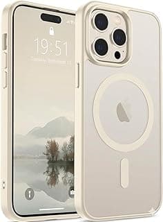 Magnetic for iPhone 14 Pro Max Case with Screen Protector (Compatible with MagSafe) (Military Grade Drop Protection) Translucent Matte Shockproof with Anti-Fingerprint Phone Case (Antique White)