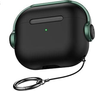 Dl3 Mobilak Case for Airpods Pro Protective Case [With Closure Lid] [Front LED Visible] [With Wrist Strap] Skin Case Compatible with AirPods Pro 2019 (Black Green)