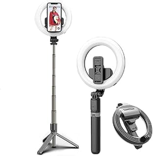 JJA Selfie Stick L07 Ring Light Selfie Stick Tripod Wireless 360 Foldable Tripod