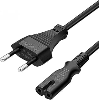 C7 Power Cable 2 Pin EU Plug to Number 8 Power Cord Compatible with Laptop Adapter Radio Cassette TV PS4 PS3 PC Monitor Printer