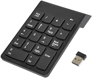 لوحة أرقام لاسلكية - لوحة رقمية مدمجة 17 مفتاح مع مستقبل USB 2.4G، تصميم نحيف محمول للابتوب والكمبيوتر المكتبي، لون أسود، تصميم مريح موفر للمساحة للسفر