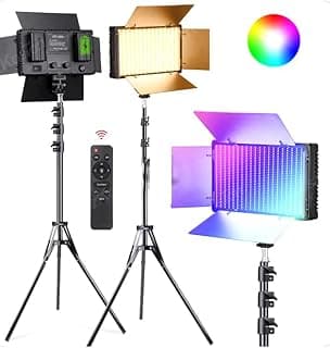 وحدة إضاءة ليد بتقنية تحسين الألوان RGB 800 للصور والفيديو والاستوديو وفناني المكياج 60 وات- متعددة الالوان