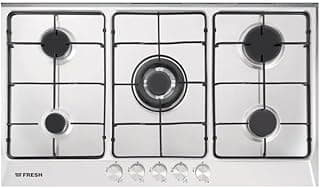 Fresh Built-in Hob, Full Safety, Stainless Steel, 5 Gas Burners, 60 x 90 cm, Silver
