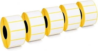 Barcode Label Rolls - Adhesive Labels For Barcode Printers, Set Of 5 Roll Size 2.5 CM X 3.8 CM, Each Roll Contains 1300 Labels, Easy Peel & Labeling Stickers