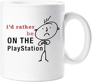 كوب رجالي مطبوع عليه I'd Rather Be On The Playstation هدية للأب والزوج وعيد الأب والصديق الميلاد والكريسماس سيراميك أبيض من 60 سيكوند ميكوفر ليميتد