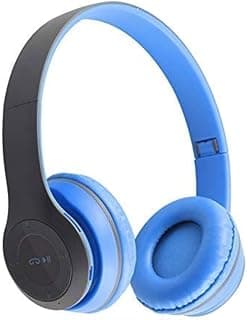 Wireless Gaming Headset High Quality Wireless Headphones P47 Foldable Headset for Mobile Phone or Computers Support SD Card - Blue