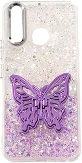 Back Cover Compatible With VIVO Y19, Stylish Girly Hard Cover With Soft Edges, Colored Glitter And Camera Protection - Purple