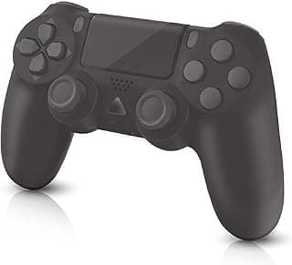 Turquvix Wireless Controller for PS-4, with Audio Jack, Vibration, Six-Axis Motion Control, Touchpad, Compatible with Play Station 4/Slim/Pro/PC (Black)