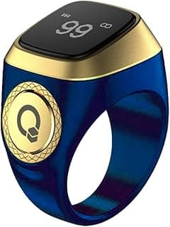 Prayer Smart Ring, Lucky Ring, Watch Ring, Smart Tasbih Beads Ring, Prayer Counters,5 Prayer Time Azan Reminder Alarm Clocks,Prayer Direction Indicator Guide,Large Battery,OLED Display