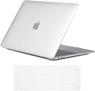 جراب شفاف Se7enline لجهاز MacBook Air 13 بوصة إصدار 2018/2019/2020، جراب بلاستيك صلب مع غطاء كيبورد، شفاف كريستالي
