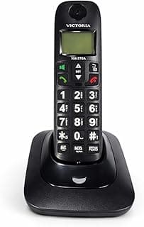 هاتف لاسلكي أزرار كبيرة، شاشة LCD، أسود