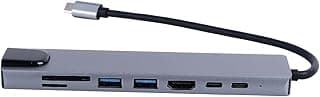 USB-C Hub Multiport Adapter, 8 in 1 USB-C Adapter with HDMI, SD/TF Card Reader, USB-C Port, USB 3.0, RJ45 Ethernet for All Type-C Devices