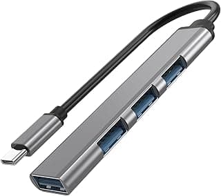 موزع USB 3.0 C من ميولف ، 4 منافذ وقاعدة توصيل في 1 الومنيوم رفيع فائق السرعة 5 جيجا ثانية لماك بوك برو 2021 اير 2020 2019 2018 وايباد سيرفس وفلاش ميموري محمول وهارد HDD (رمادي)
