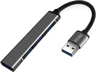 موزع USB 4 في 1 من KM Technology موديل DS-44U، سرعة 5Gbps، متوافق مع اللابتوب والموبايل - لون رمادي