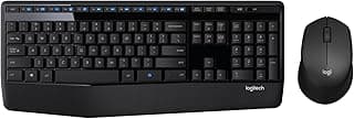 MK345 Wireless Keyboard and Mouse Set Full-Sized Keyboard with Palm Rest and Comfortable Right-Handed Mouse, 2.4 GHz Wireless USB Receiver, Compatible with PC, Laptop - Black