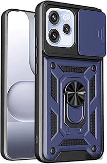 Grabist case Compatible with Oppo Reno 15F, Premium Protection Back Case with Camera Slide Cover Built-in Ring Stand Shockproof Case For oppo reno 15F 5G/ Reno 15f 4G (Blue)